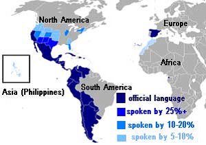 spanish spoken where language map countries official